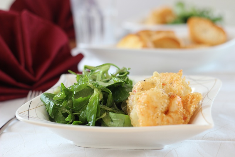 Cooking - Riesengarnelen in einer Sesampanade mit Blattsalat - Cooking